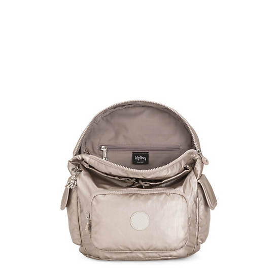 Plecaki Kipling City Pack Small Metallic Beżowe | PL 1700FD